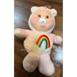 RARE vintage cheer bear CARE BEAR CLUB.  Flocked face. Collectable.  Kenner